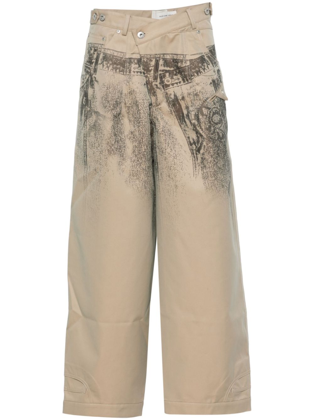 Graphic-print trousers - Neutrals