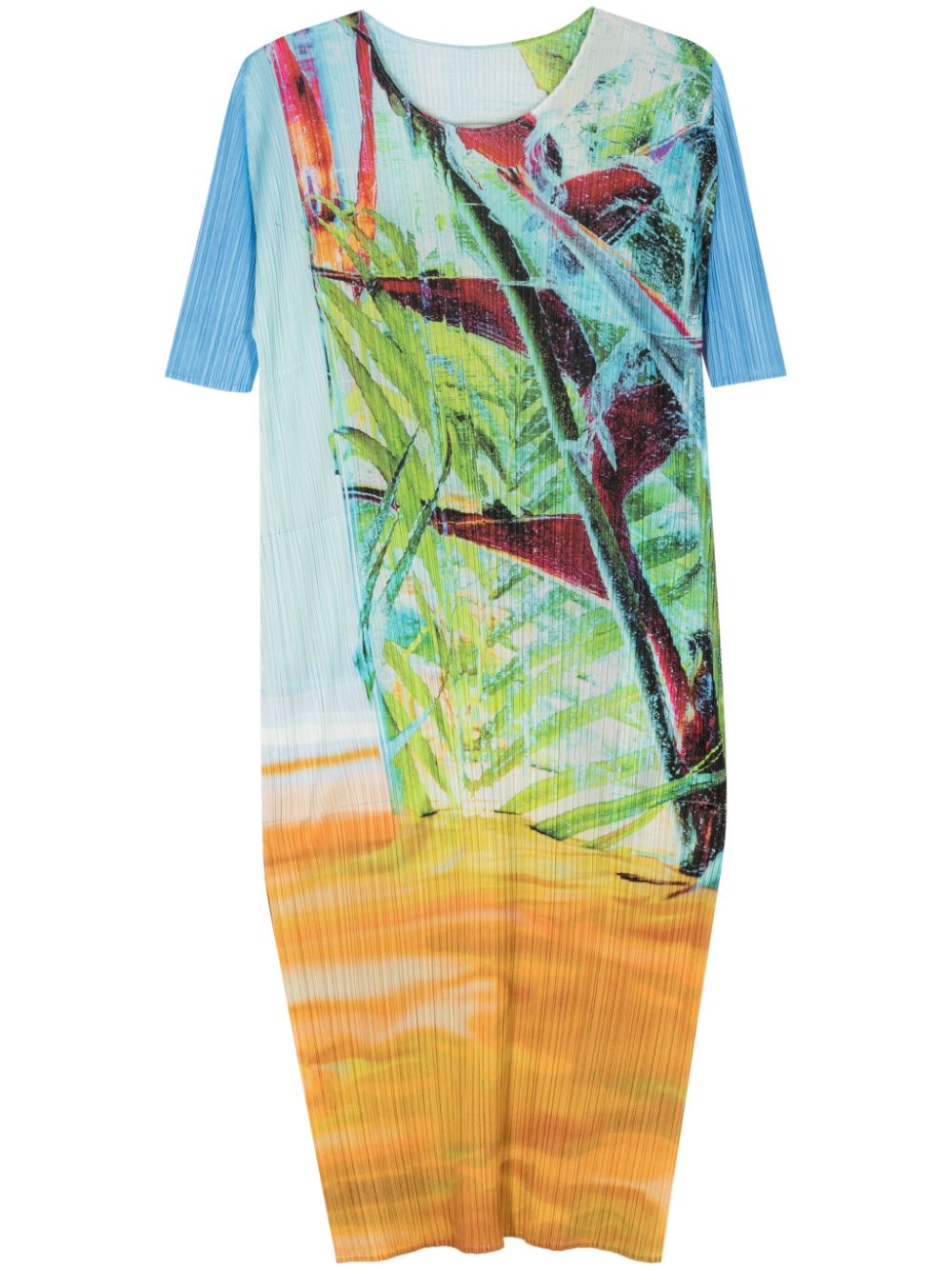 Tropical Winter midi dress - Blue
