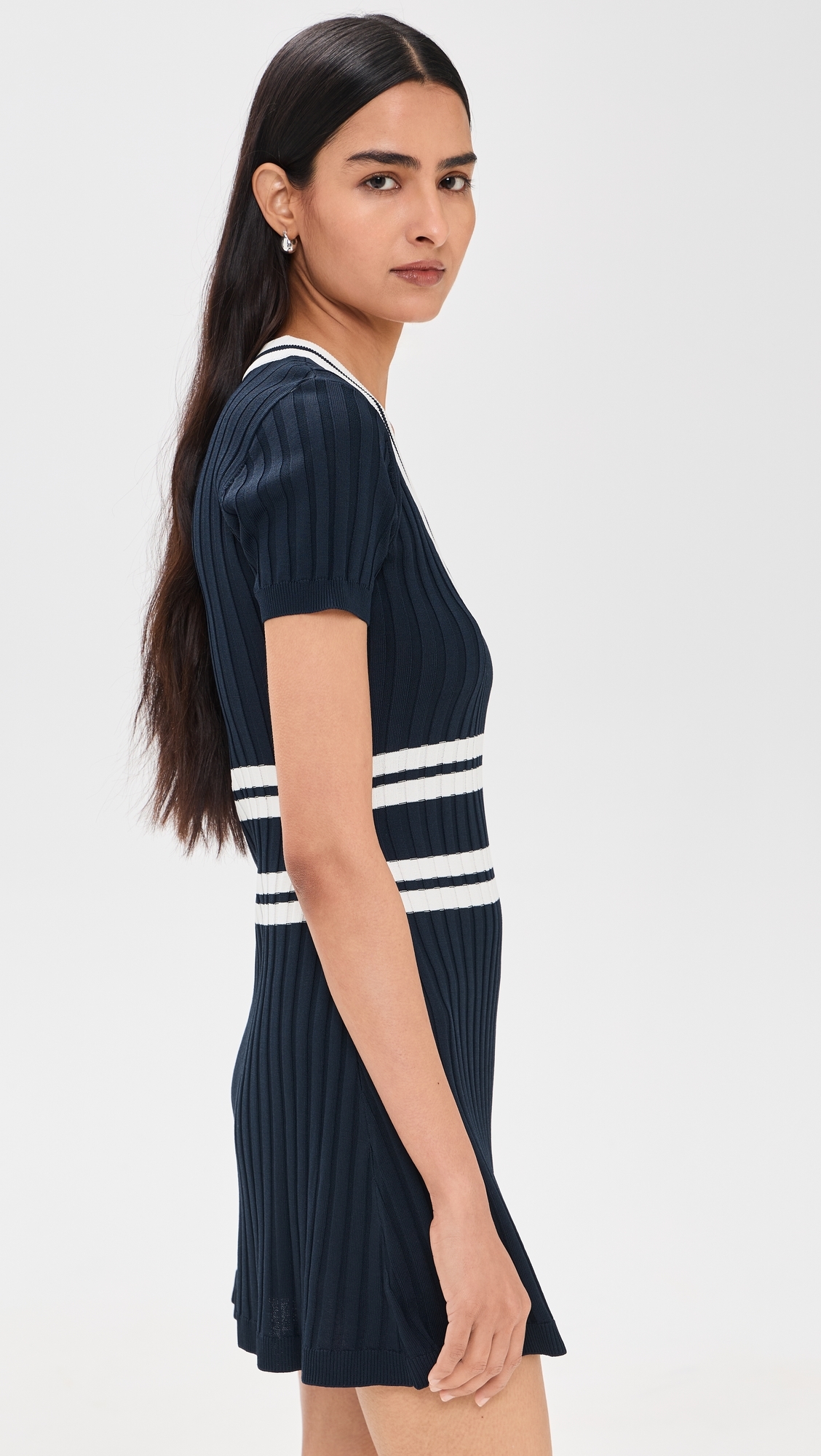 Knit Pleated Dress Navy