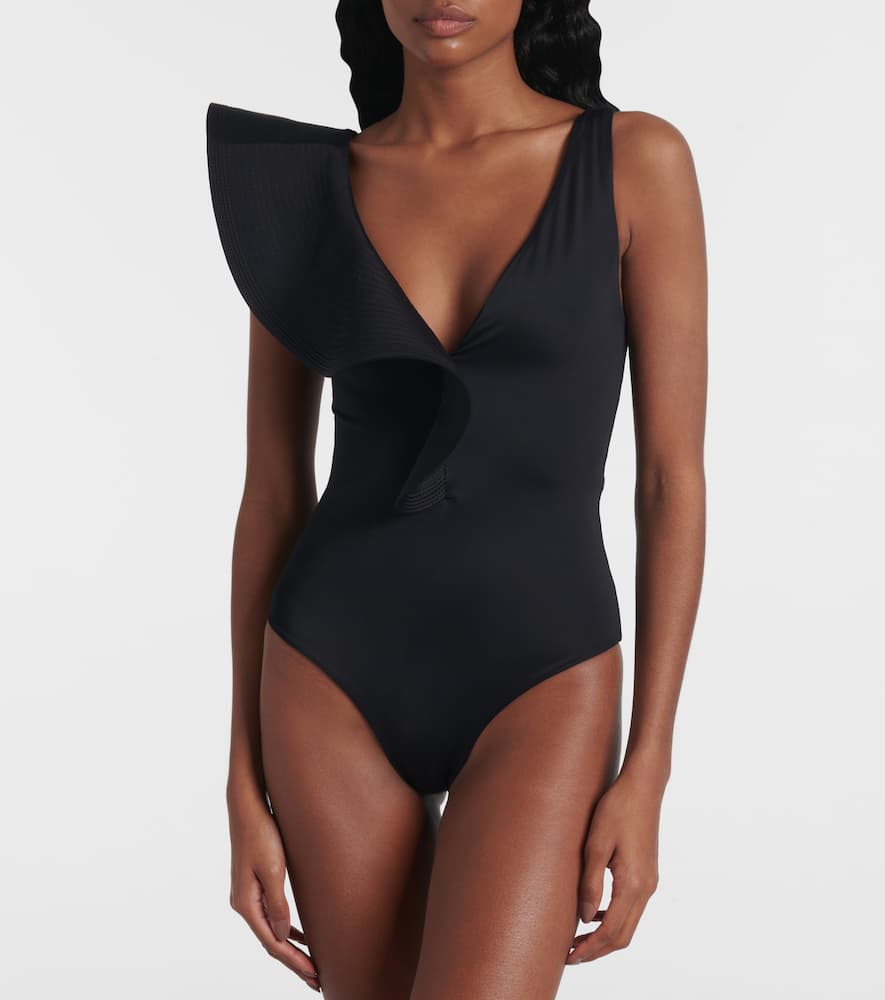 Asymmetric ruffled swimsuit