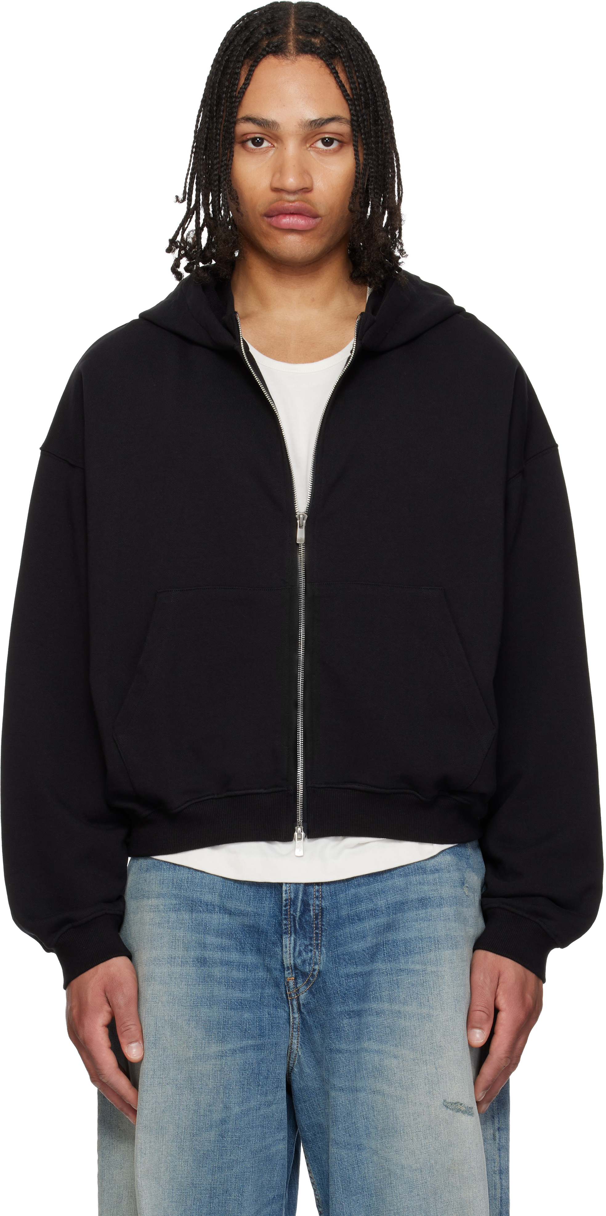 Black RH Zip Up Hoodie