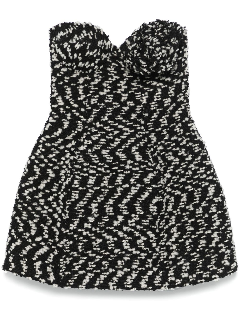 Floral-appliqué bouclé mini dress - Black