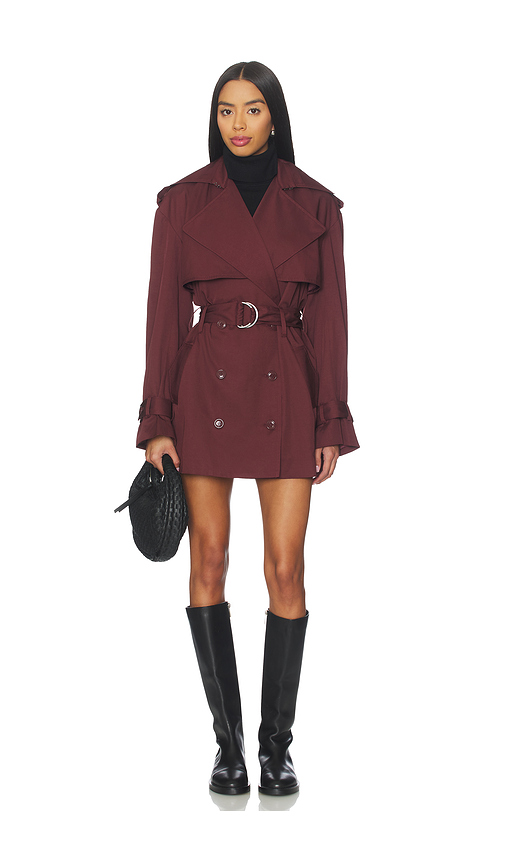 Bardot Aster Short Trench Coat in Red. 10. Also , 4