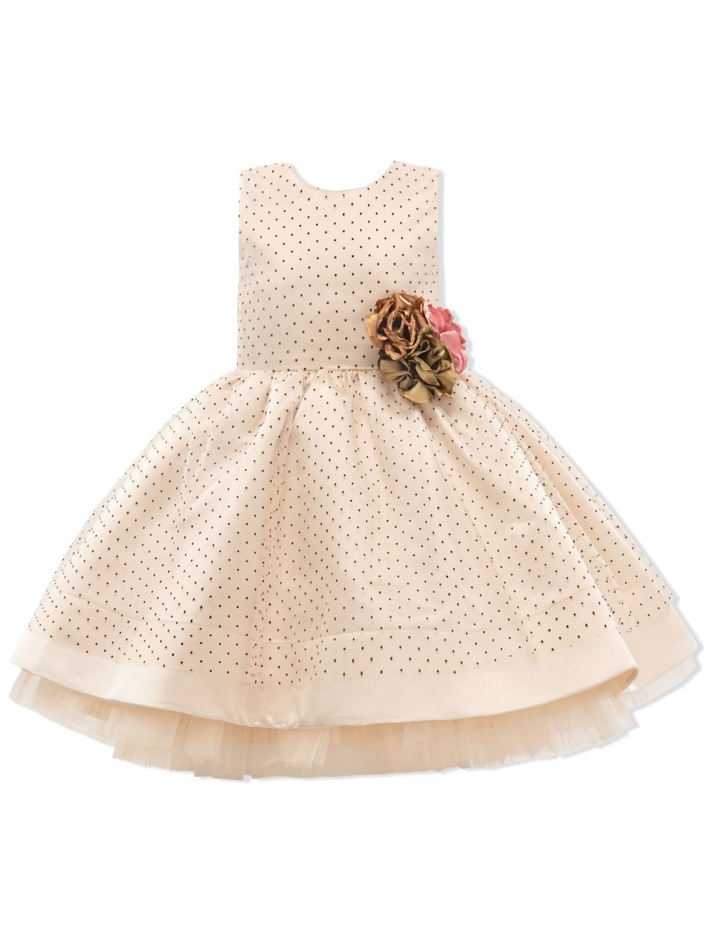 Floral brooch a-line dress - Neutrals