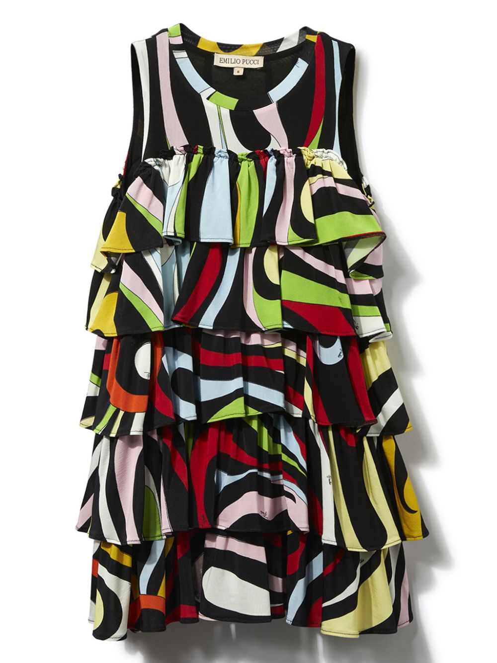 Marmo-print ruffle dress - Black