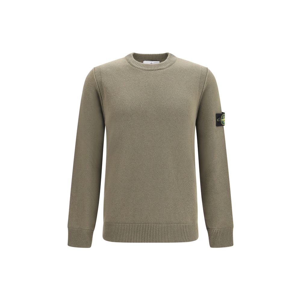 Logo-Patch Cotton Knit Sweater — Gray