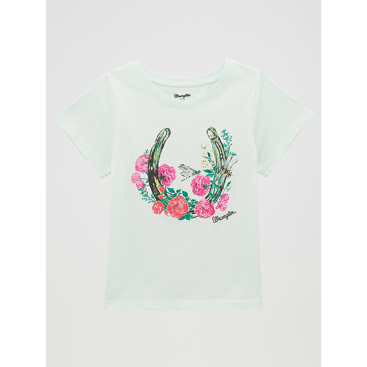 Girl's Horseshoe Floral Graphic Tee in Blue