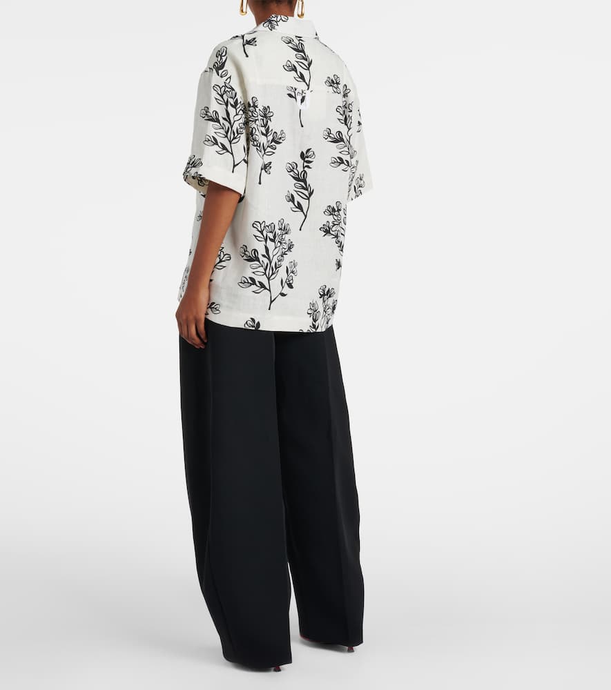 Jean floral linen bowling shirt