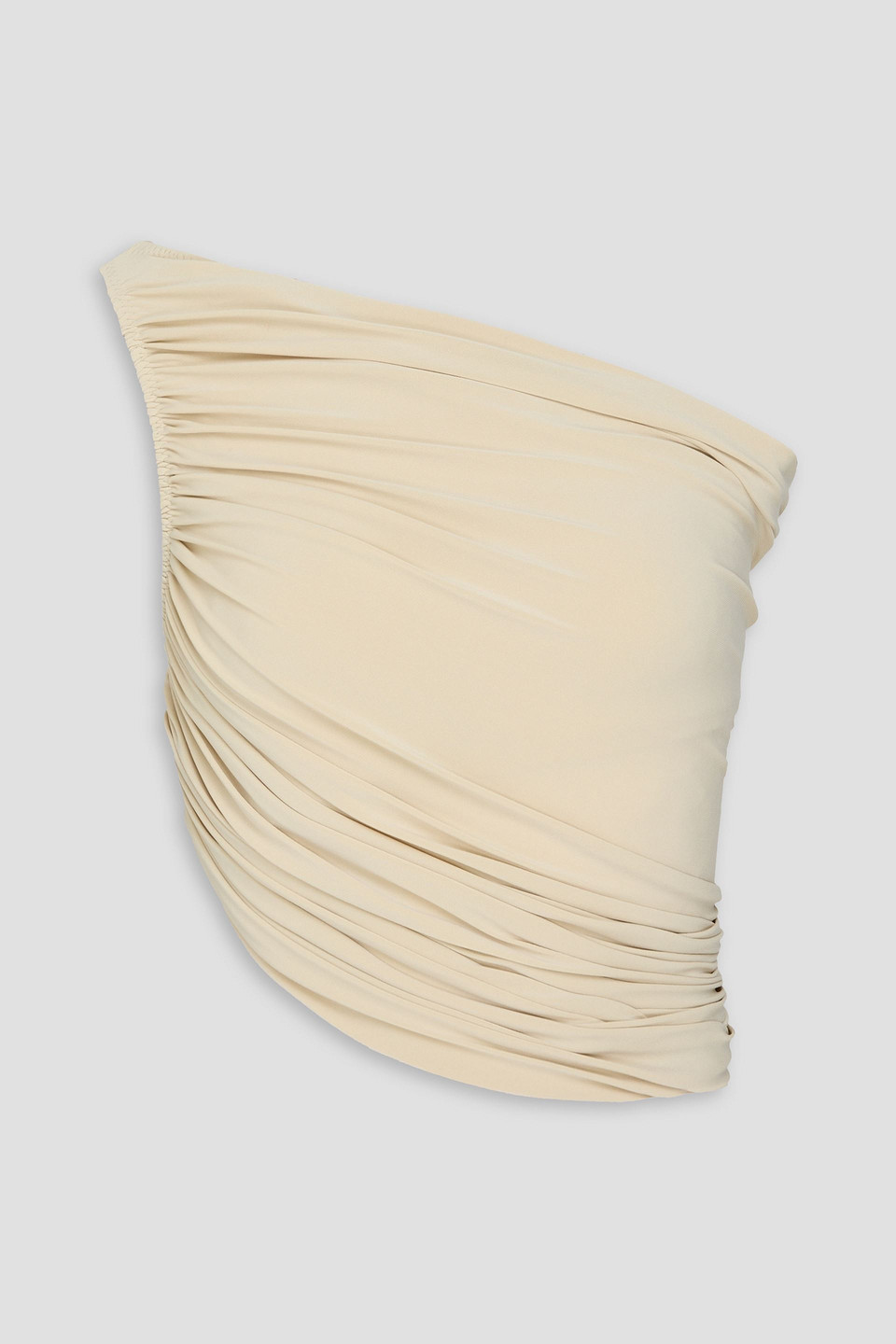 Diana cropped one-shoulder draped stretch-jersey top - White - XL