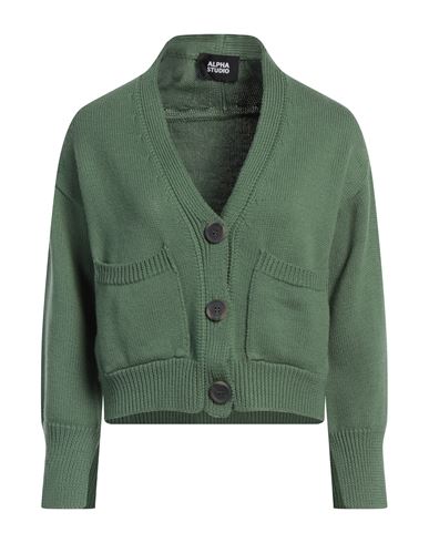 Alpha Studio Woman Cardigan Green Size 4 Merino Wool
