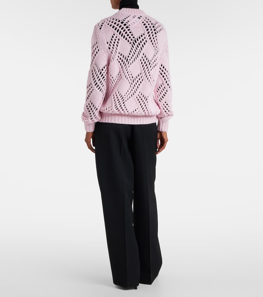 Lace-trimmed virgin wool sweater
