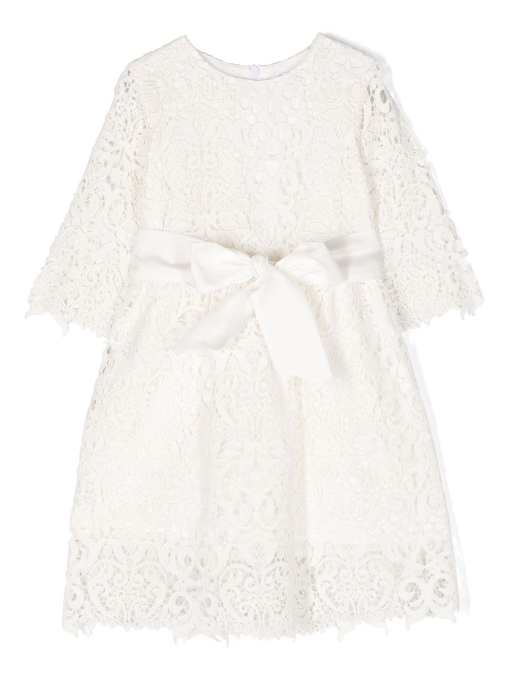 Sheer-lace cotton dress - White