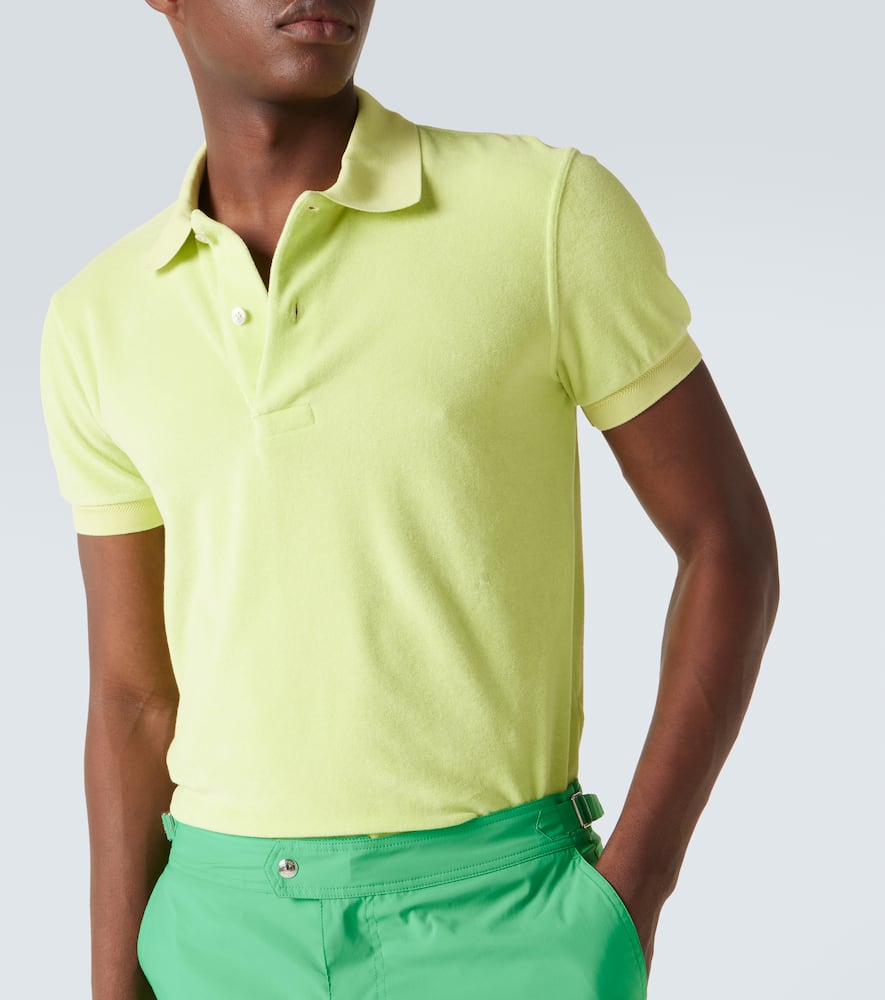 Cotton-blend terry polo shirt