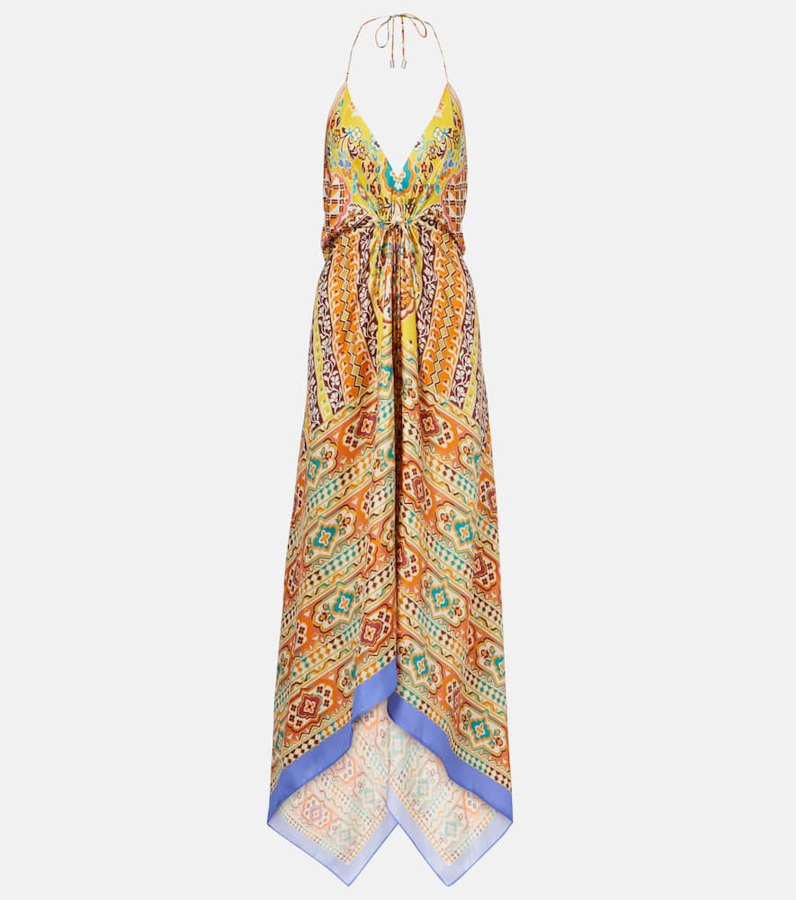 Printed silk midi dress