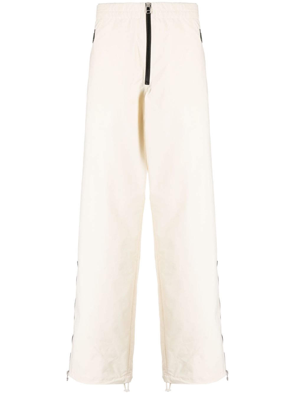 Zip-detail wide-leg trousers - Neutrals