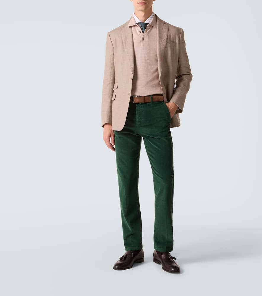 Cotton-blend corduroy slim pants