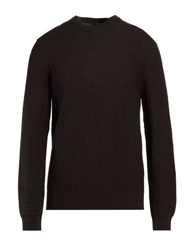 Man Sweater Dark brown Size L Cotton, Polyacrylic
