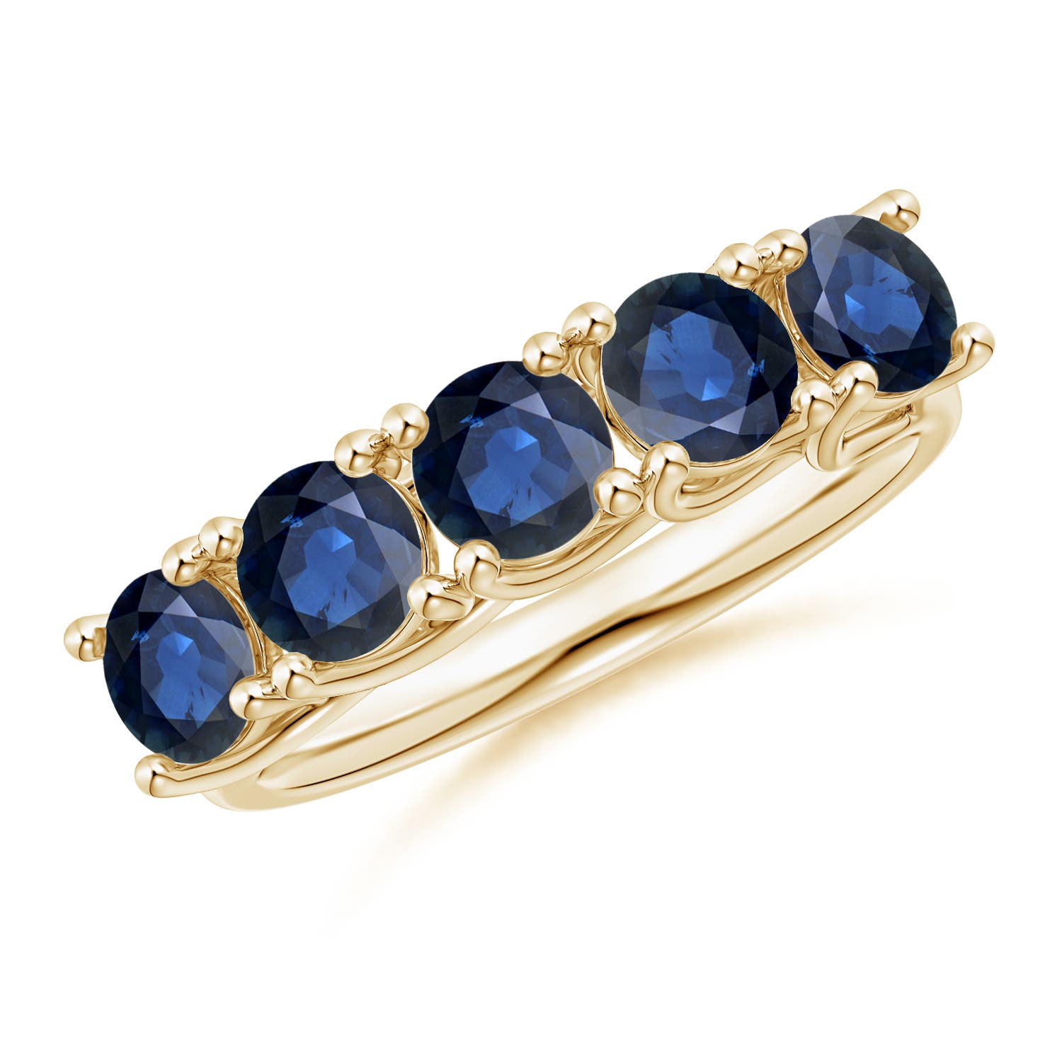Angara 2.3 Carats Half Eternity Five Stone Blue Sapphire Wedding Band in 18K Yellow Gold