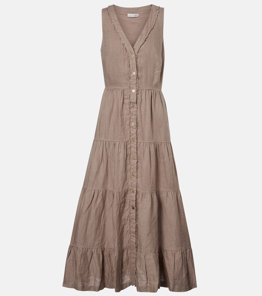 Zakynthos tiered linen midi dress