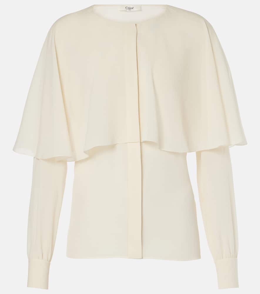 Chloé Caped silk chiffon blouse