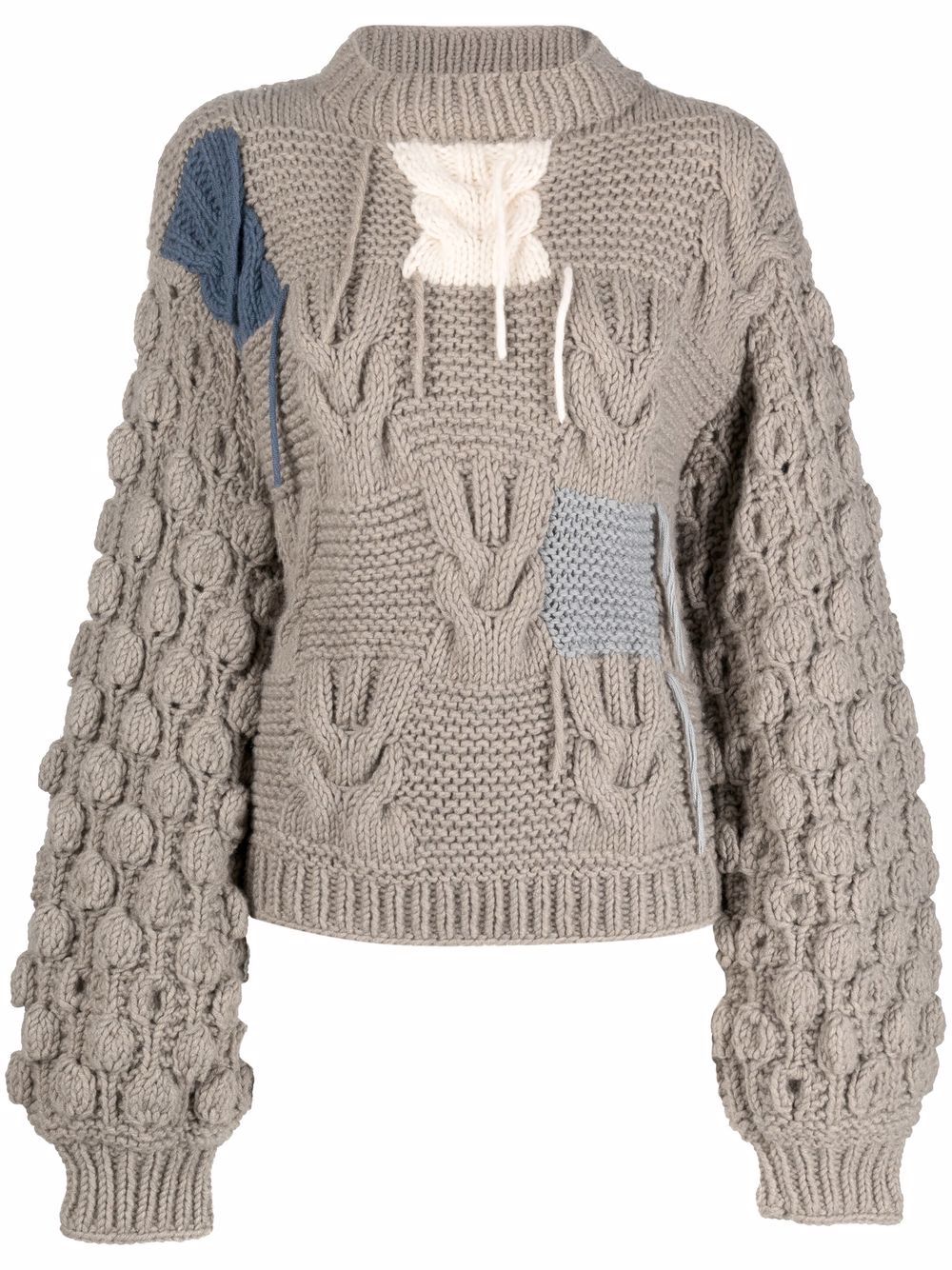 Patchwork cashmere jumper - Grey