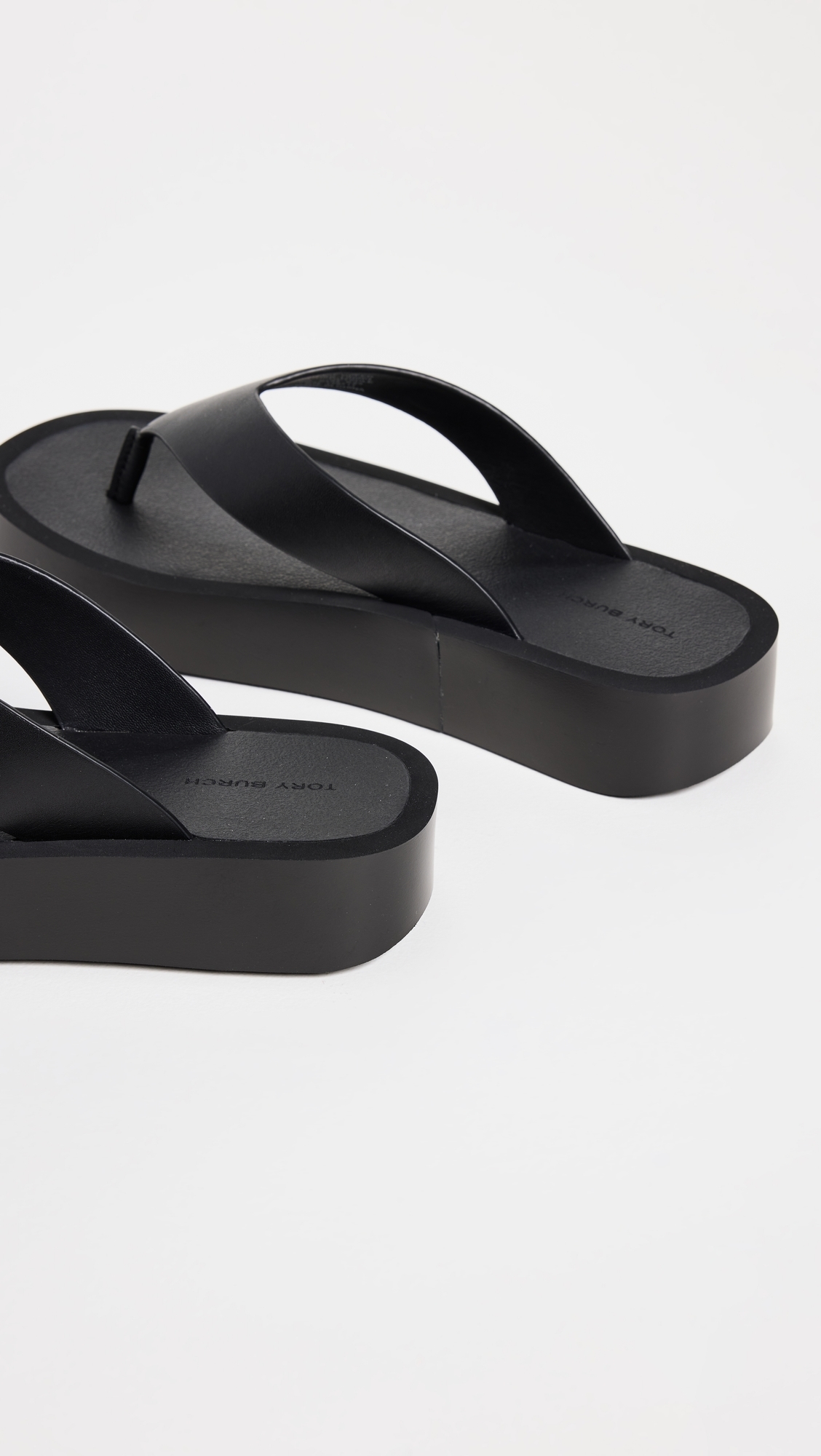 Leather Platform Flip Flops Black / Black