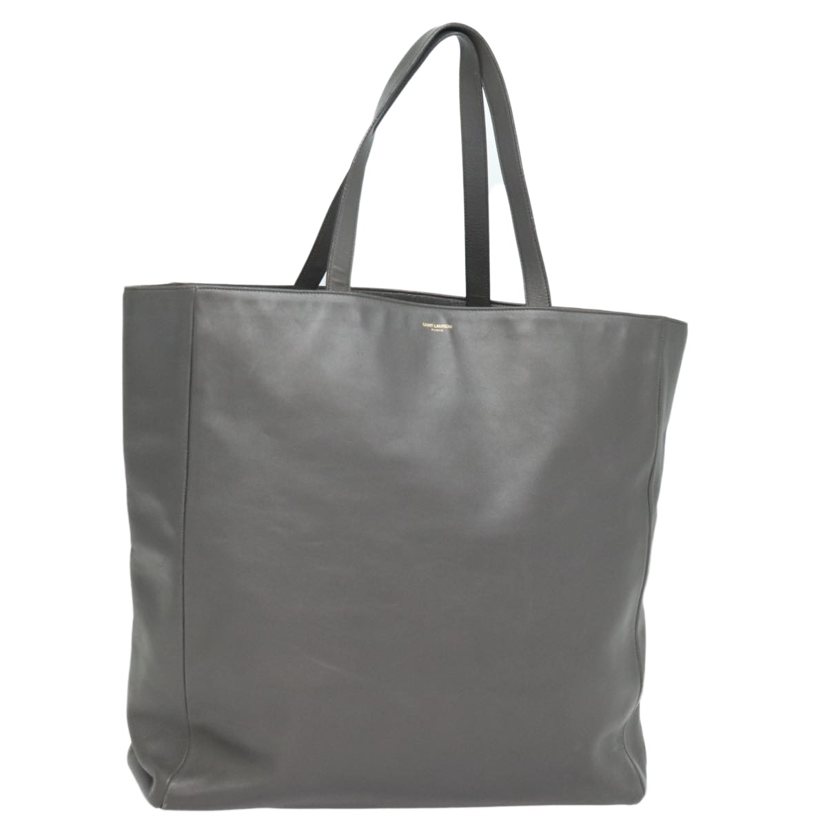 Saint Laurent Reversible North South Shopper Leather Gray Leather Tote Bag Bag Pre-Owned