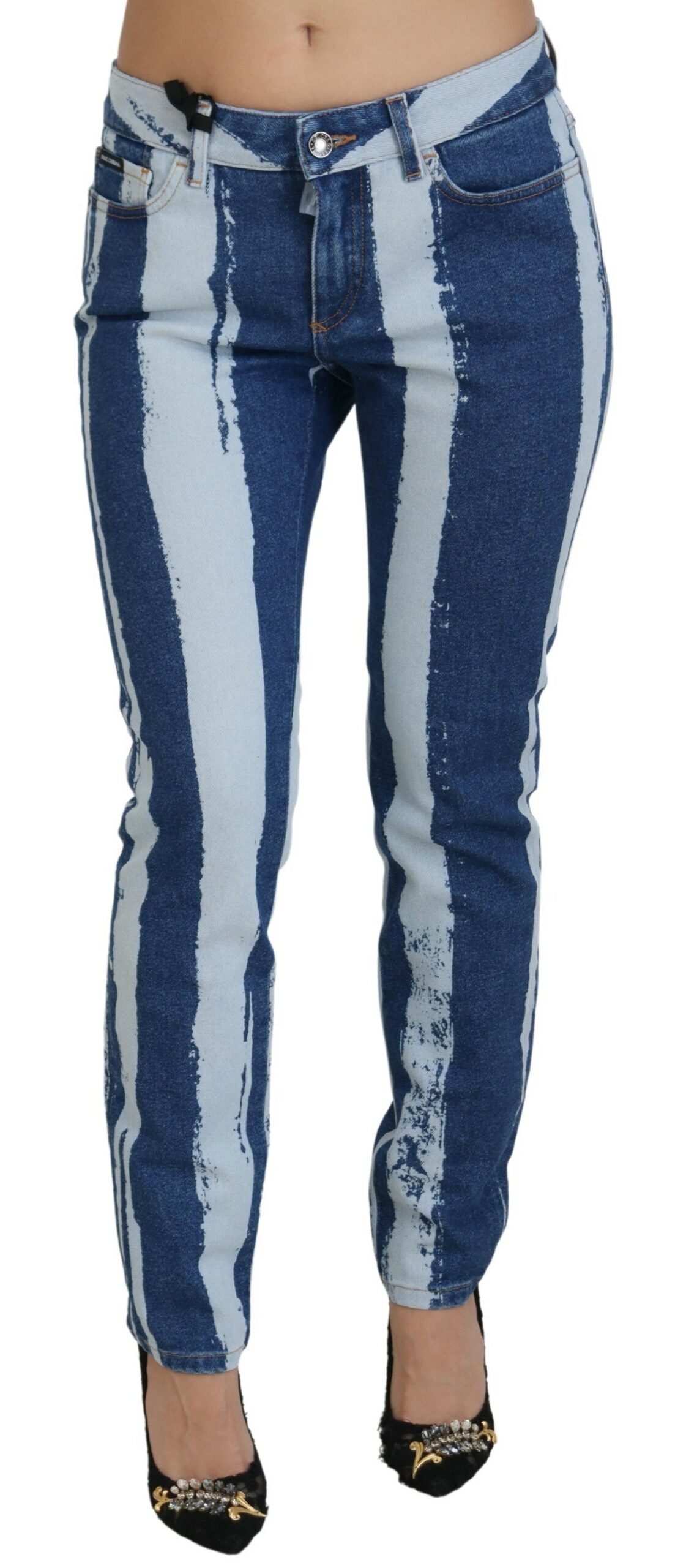 Striped Denim Jeans — Blue