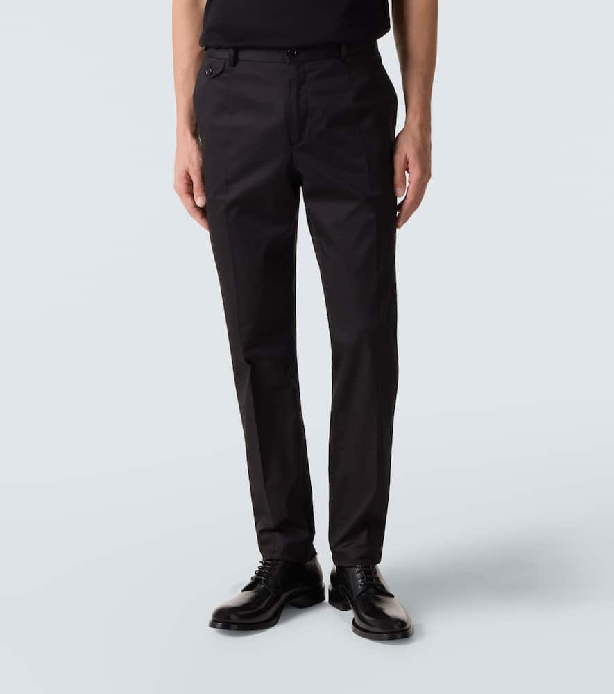 Cotton-blend slim pants