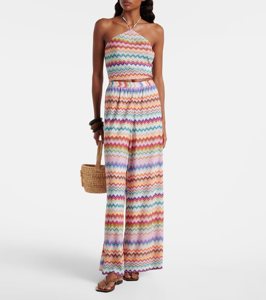 Zig Zag lamé palazzo pants