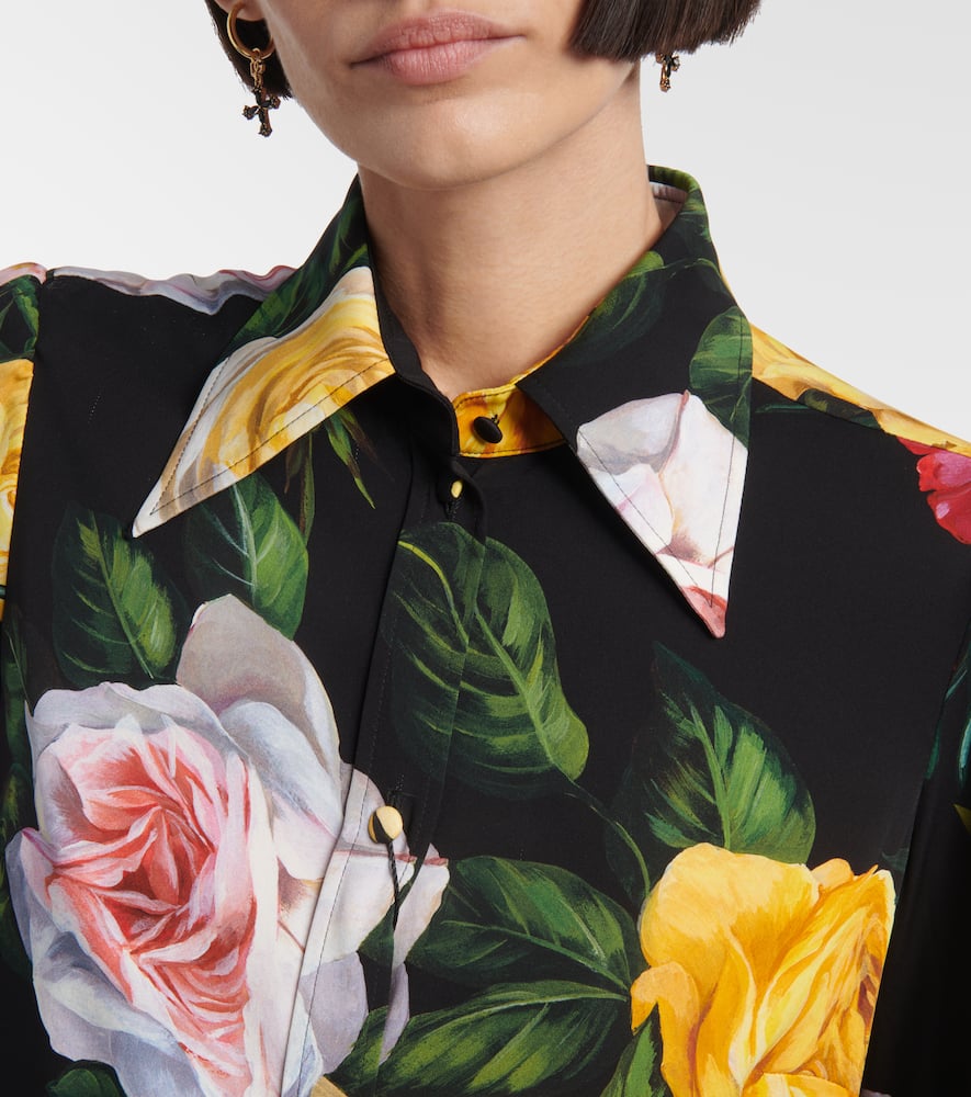 Floral silk-blend charmeuse shirt