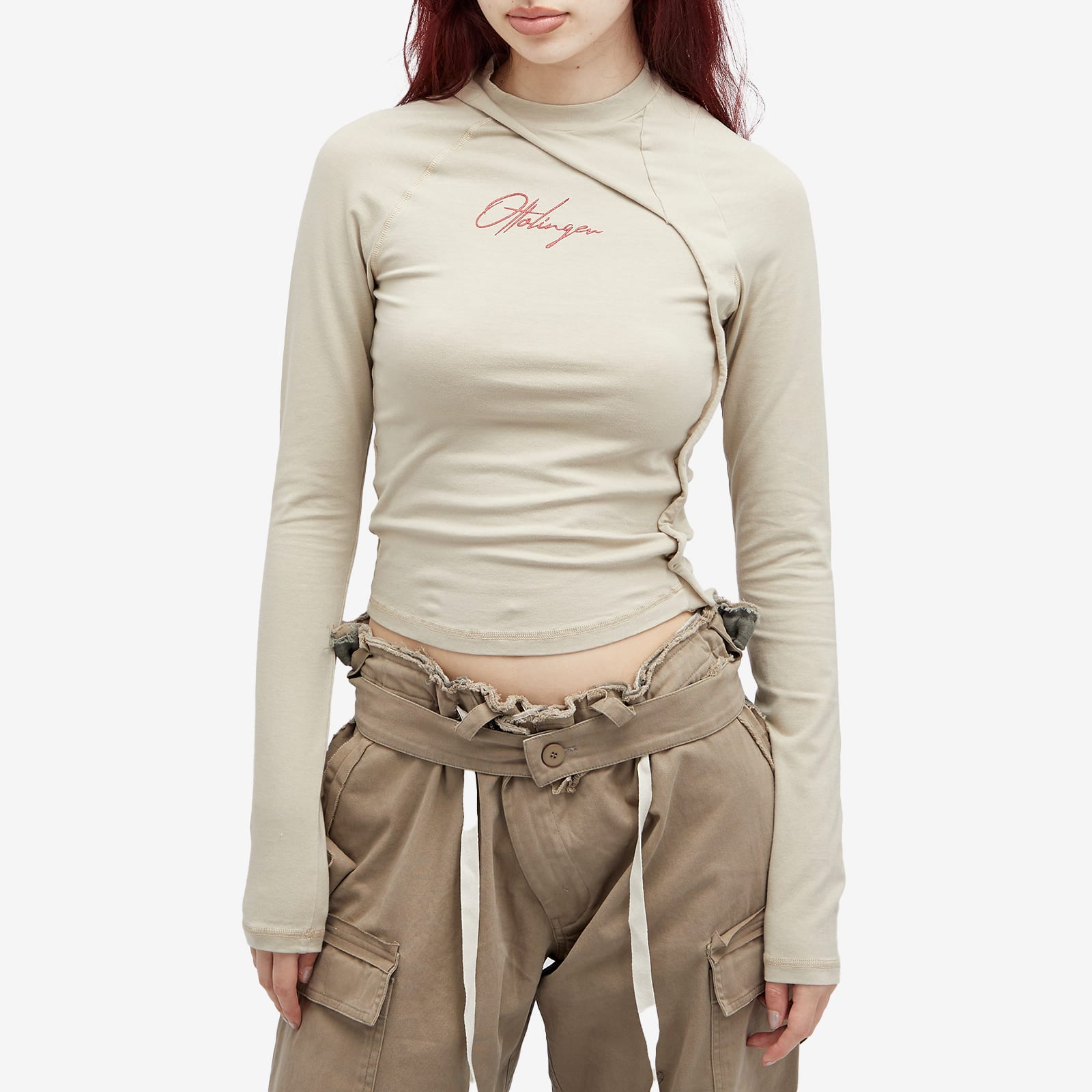 Women's Deconstructed Fitted Longsleeve in Sand Pebble, Size X-Large
