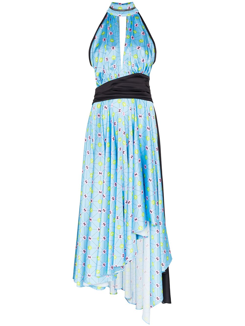 Printed halterneck dress - Blue