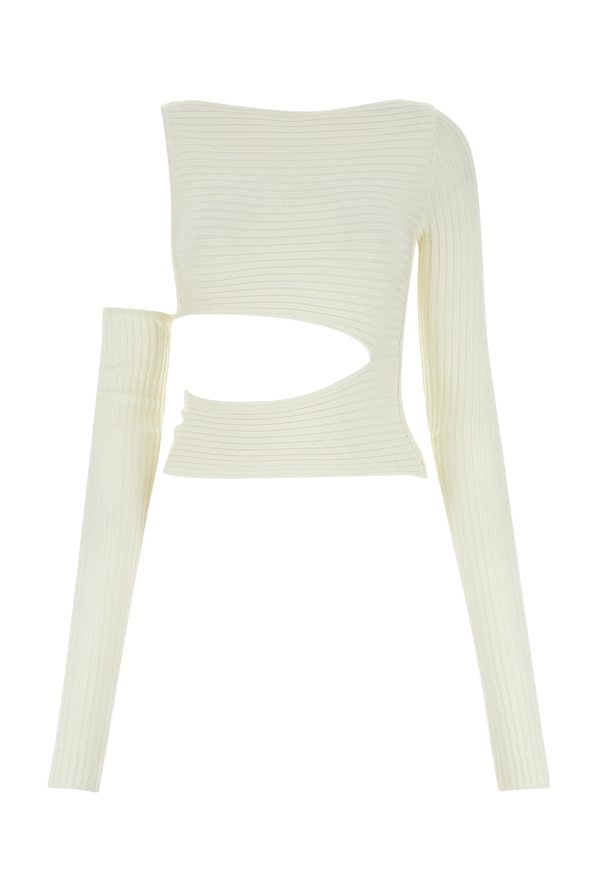 Cut-Out Ribbed Sweater — White