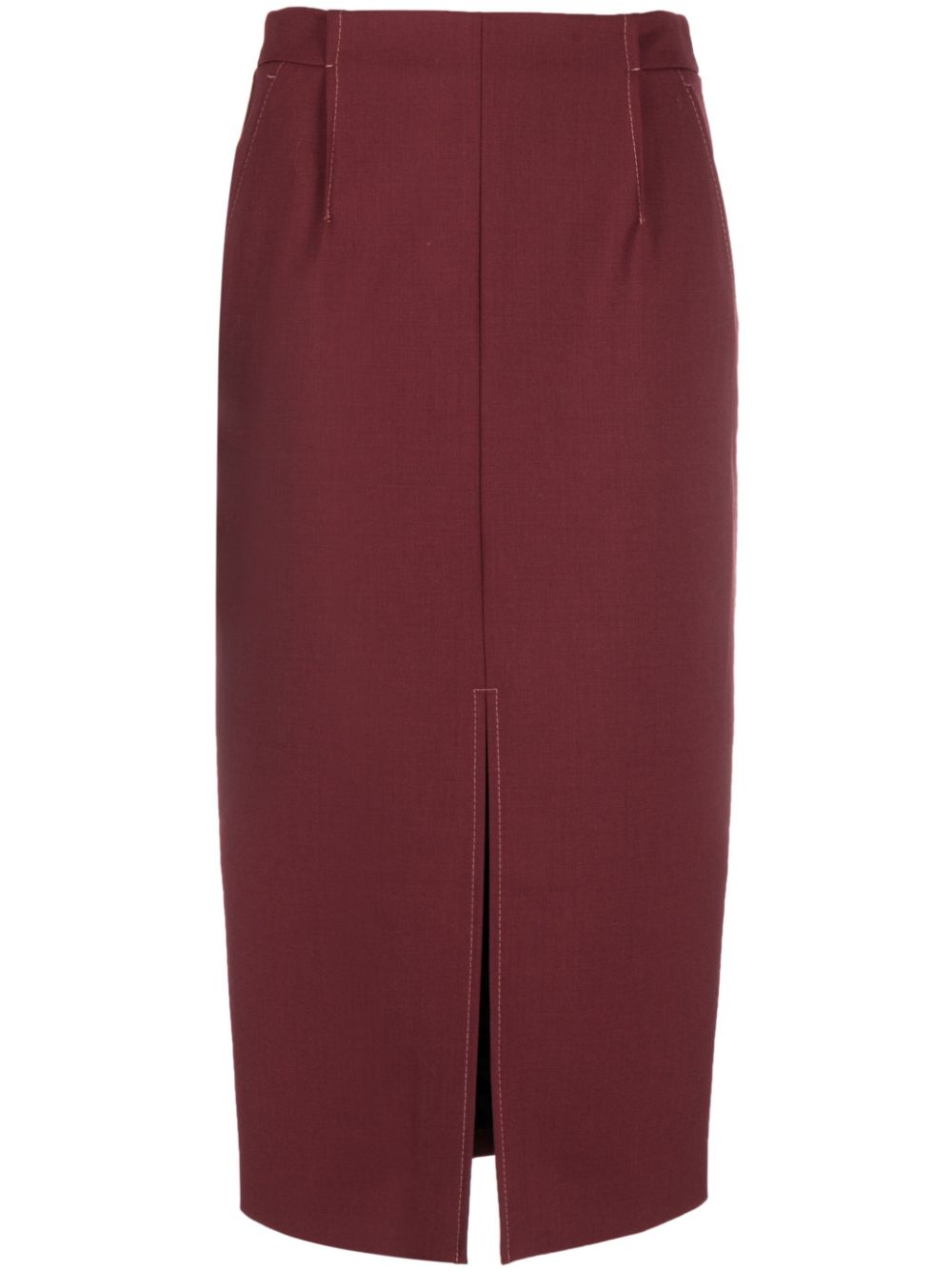 Pleat-detailing high-waisted skirt - Red