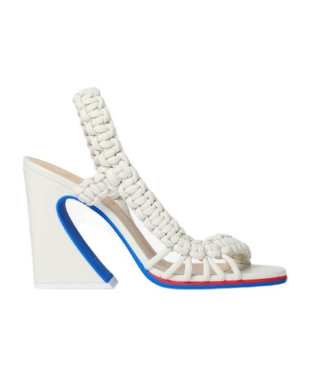White leather high-heeled sandals