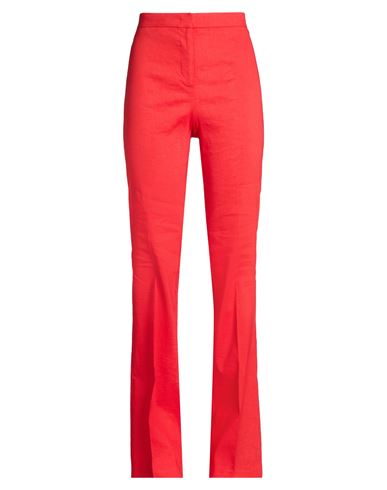Woman Pants Red Size 4 Linen, Viscose, Elastane