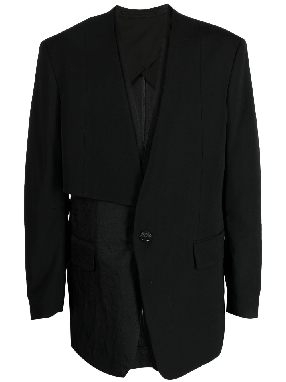 Layered collarless blazer - BK