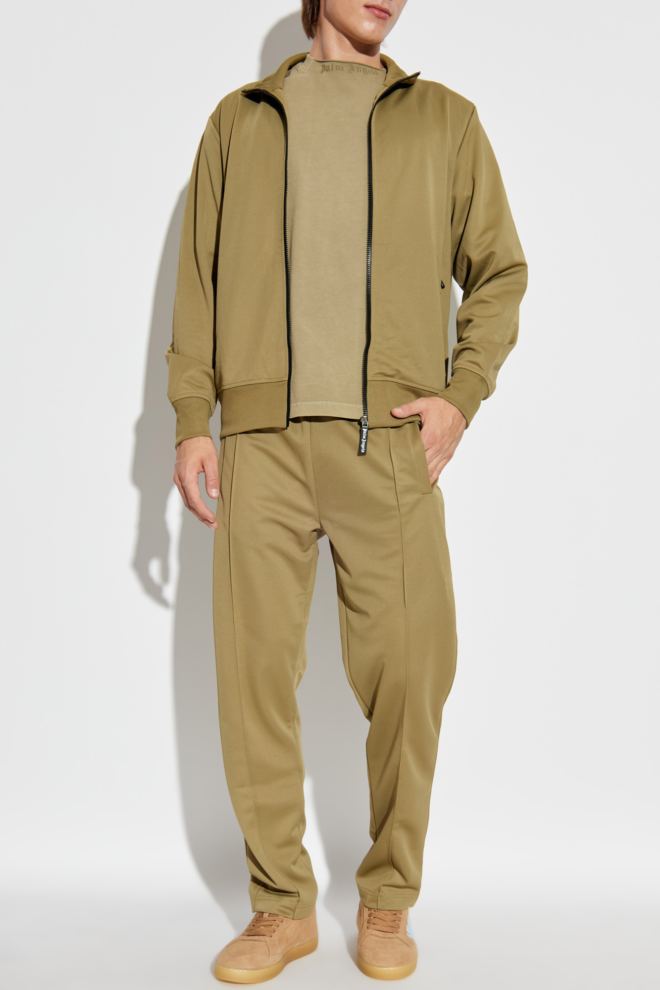 Trousers With Stitching On The Legs, Men's, Green
