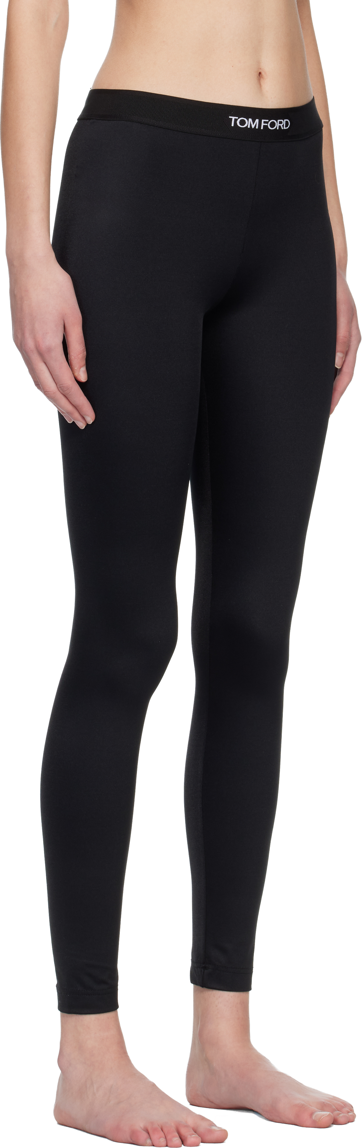 Black Lustrous Jersey Signature Leggings
