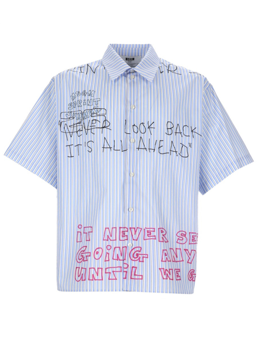 MSGM - graphic striped short sleeve shirt top