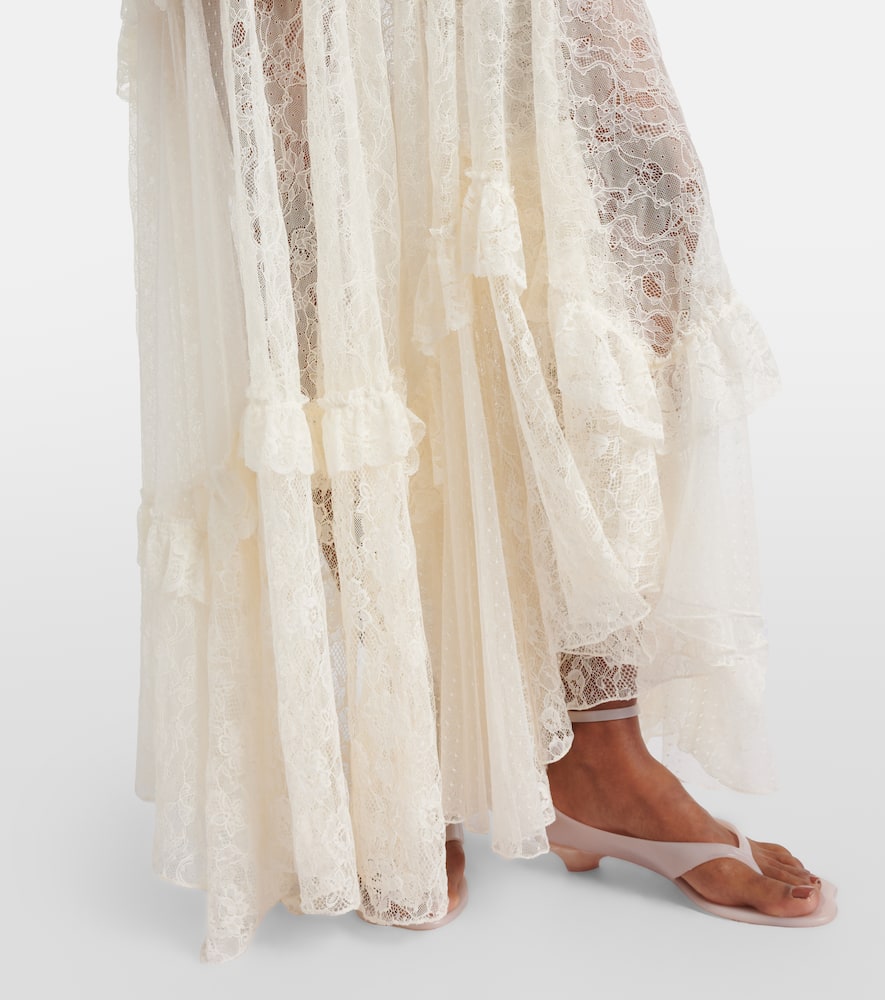 Chloé Ruffled sheer lace maxi dress