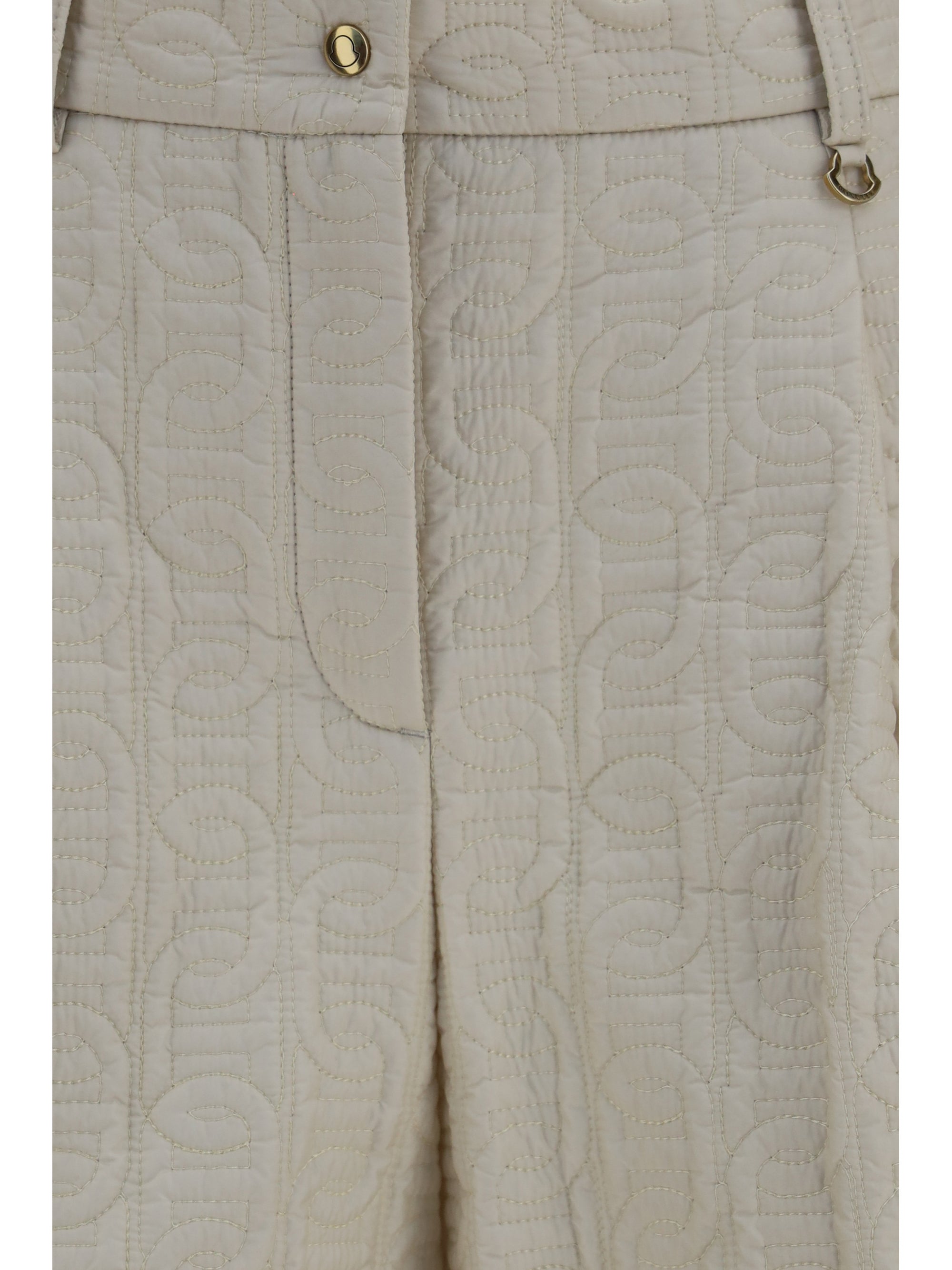 Quilted Logo Shorts — Beige