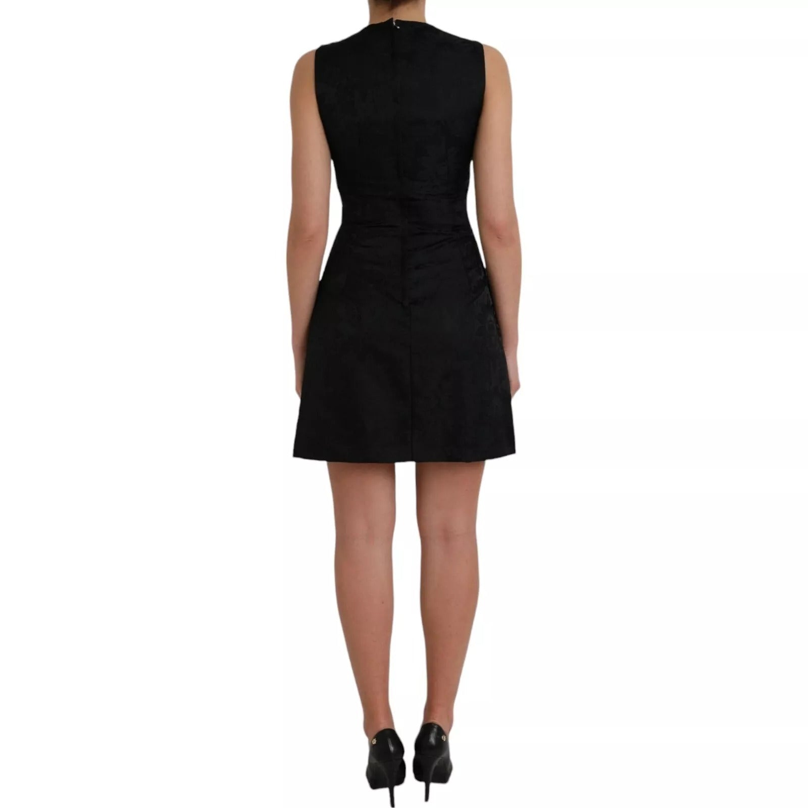 Sleeveless Nylon A-Line Dress — Black
