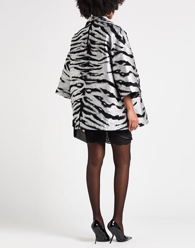 Woman Coat Silver Size 0 Polyester, Acrylic, Acetate, Metallic Polyester