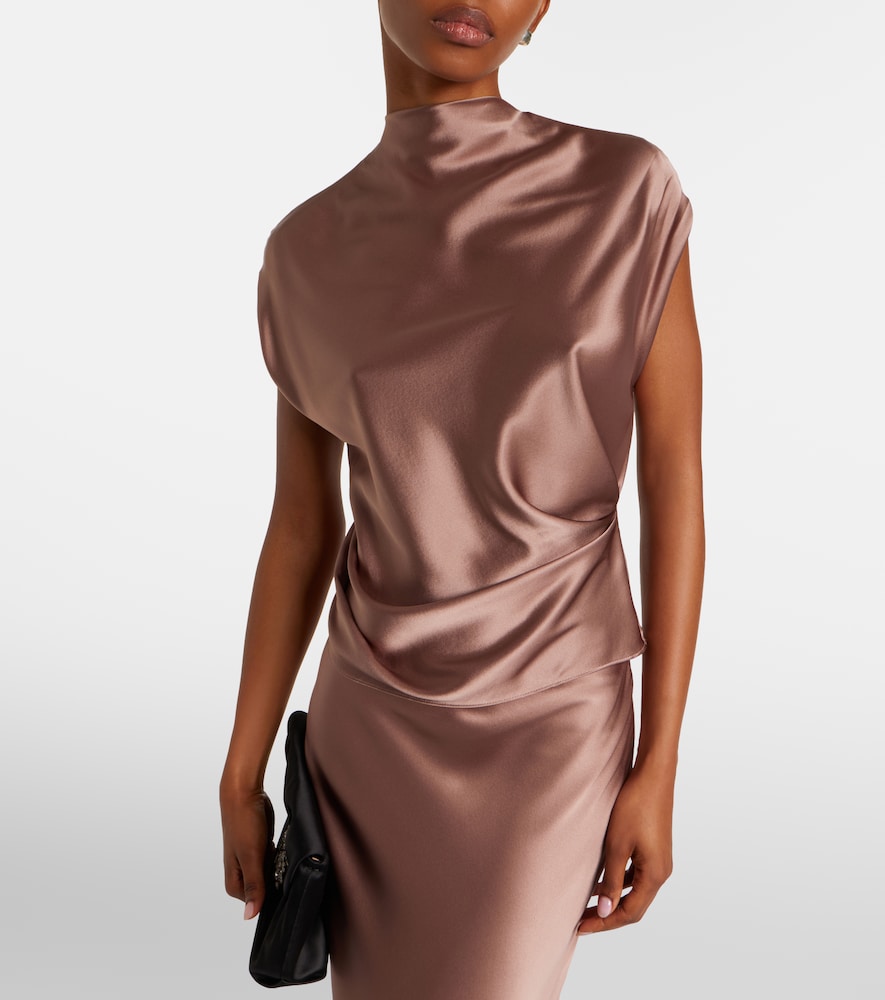 Draped silk satin top