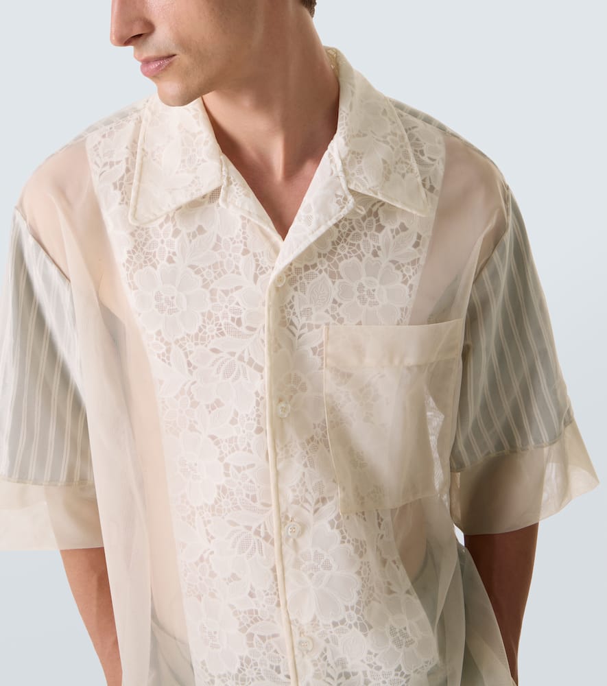 Patchwork lace bowling shirt