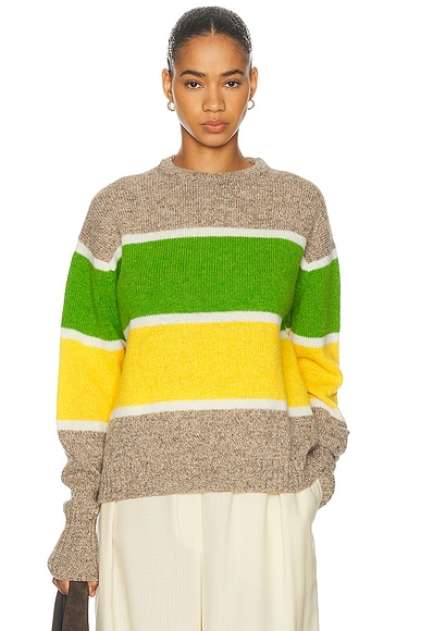 JW Anderson Stripe Crew Neck Sweater in Beige Melange - Beige. L also in