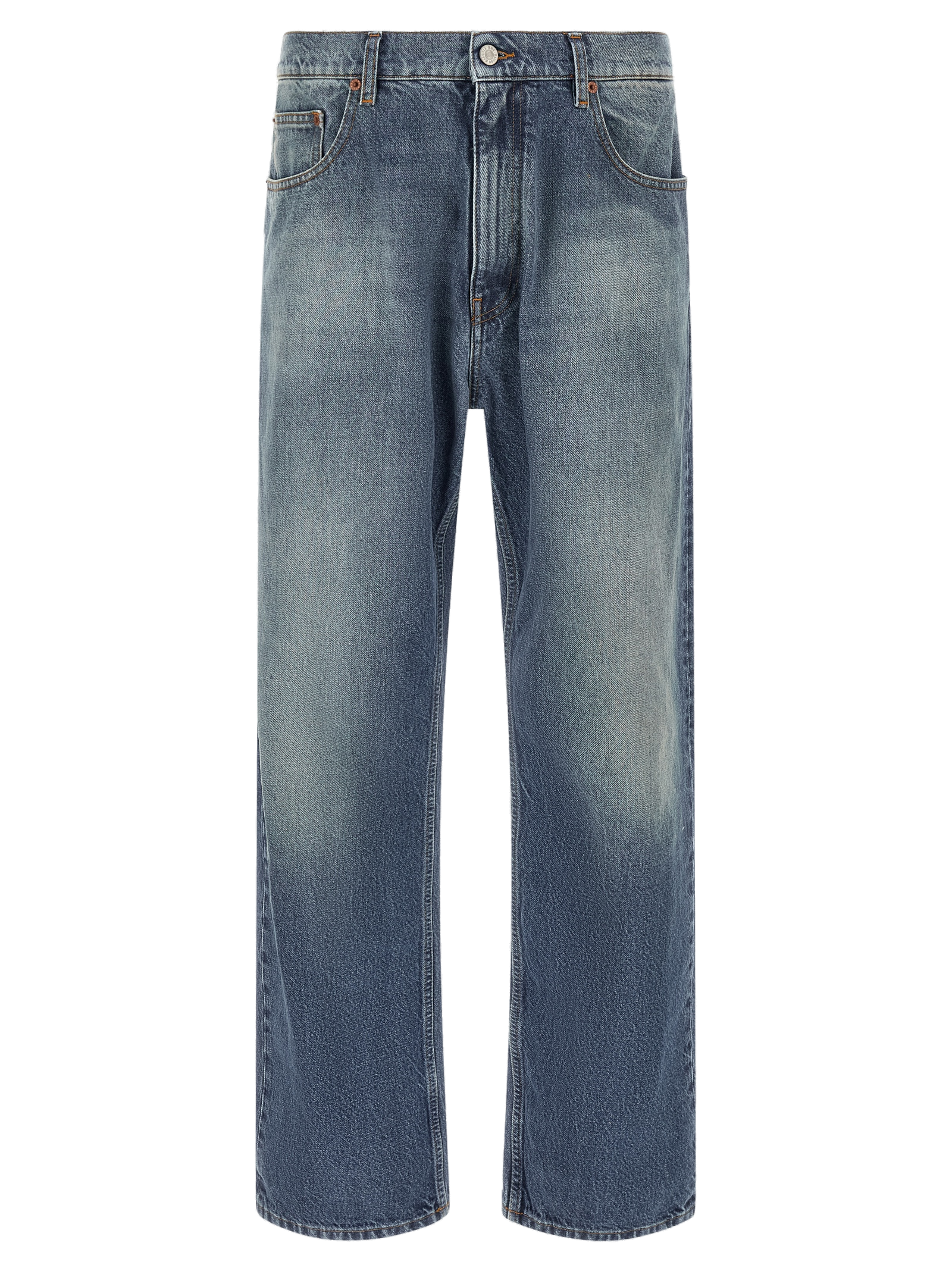 Straight-Leg Cotton Jeans — Blue
