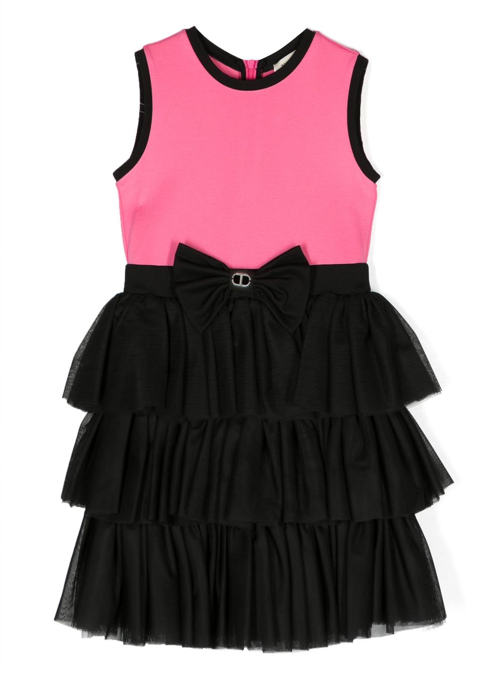 Bow-detail ruffled midi dress - Black